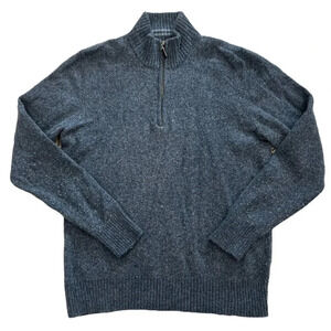 Saks Fifth Avenue Blue Wool Blend Quarter Zip Sweater S